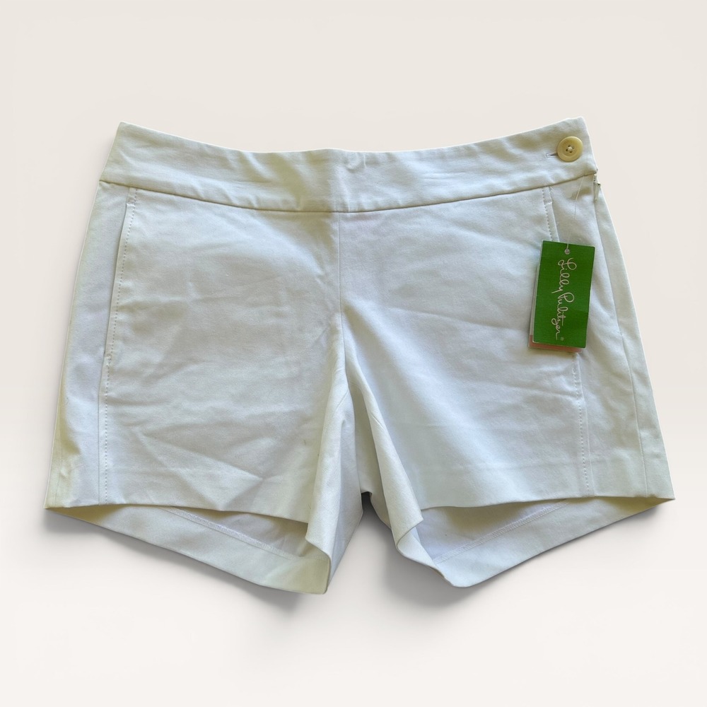 Lilly Pulitzer White Side Zip Chino Shorts Size 4 NEW!